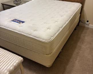 MCM Queen Bed by American if Martinsville. $375.00.  Headboard, frame & Serta Perfect mattress.