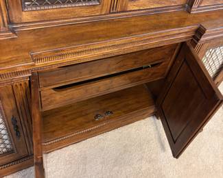 Davis 2 piece Cherry Tuscan Style Breakfront China Cabinet w Lights. $900.00.      79”W 20”D 84”T