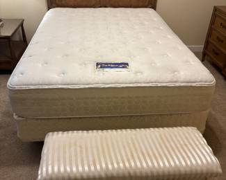 MCM Queen Bed by American if Martinsville. $375.00.  Headboard, frame & Serta Perfect mattress.