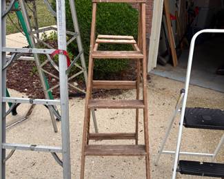 Ladders: 16’ aluminum extension $125.00,  8’ Werner fiberglass $90.00, 6’ aluminum $70.00, 5’ wood $50.00, 4’.aluminum 3 step $50.00, 3’ wood step $40.00