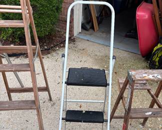 Ladders: 16’ aluminum extension $125.00,  8’ Werner fiberglass $90.00, 6’ aluminum $70.00, 5’ wood $50.00, 4’.aluminum 3 step $50.00, 3’ wood step $40.00