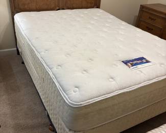 MCM Queen Bed by American if Martinsville. $375.00.  Headboard, frame & Serta Perfect mattress.