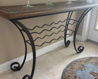 Mosaic Tiles Console Table & Wine bottle holder $250.00.   48”L 18”D 30”T