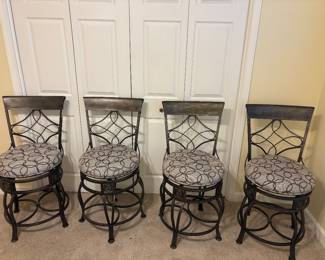 (4) Swivel Metal Bar Stools $400.00 set. 19”x 19” x 41.5”t. 24” seat to floor