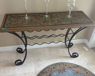 Mosaic Tiles Console Table & Wine bottle holder $250.00.   48”L 18”D 30”T