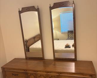 MCM Dresser 9 drawers 2 mirrors by American of Martinsville $450.00.    76.25” L 20”D 32”-82” T