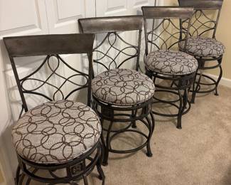 (4) Swivel Metal Bar Stools $400.00 set. 19”x 19” x 41.5”t. 24” seat to floor