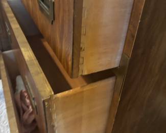 Dixie “Campaign” Dresser w mirror & glass top $ 450.00. 70”w 18.5”d 30”-70”t