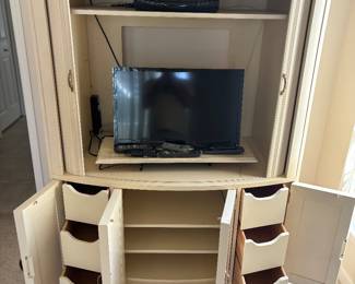 Century TV Armoire Cabinet w storage $600.00. 50”W 26”D 67” T  holds up to 40” TV