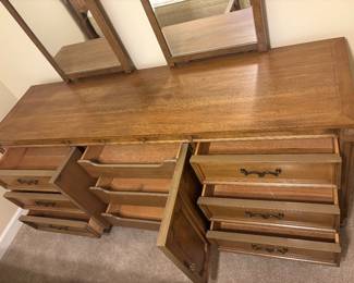 MCM Dresser 9 drawers 2 mirrors by American of Martinsville $450.00.    76.25” L 20”D 32”-82” T