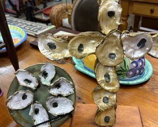 Oyster plate and signed cross