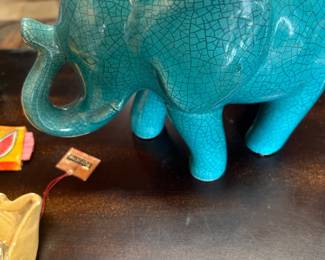 Turquoise crackleware elephant 