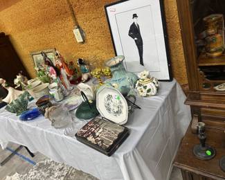 Tables filled with collectibles