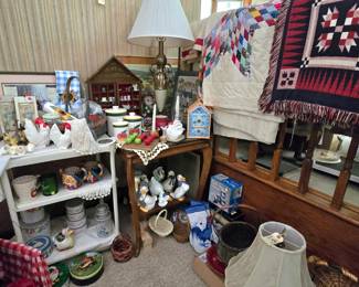 Ducks, geese, chickens, quilt, vintage Hinode (Japan)