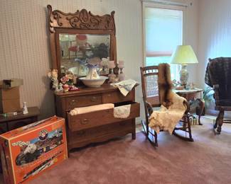 Antique, rocking chairs, lamps