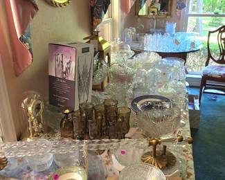 Princess House, Anchor Hocking,  lead crystal,  punch bowls, carrier and Ives, etc
