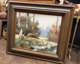 Large, life like Turkey Oil Painting