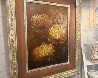 framed floral art, plates