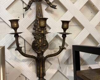 Vintage Brass Bow Candle Sconce