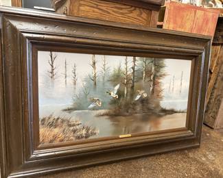 Large Ducks in Flight Oil Painting