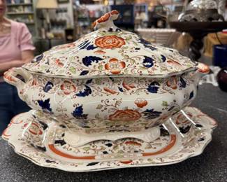 English Ironstone soup tureen with matching lid and under tray