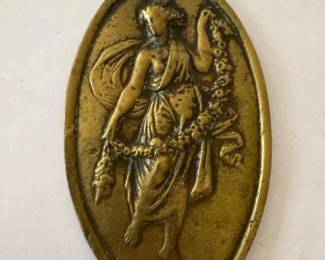 209 vintagestylewingedfigureplaquebrass