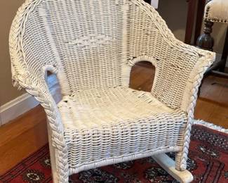 287 vintagewhitewickerchildrensrocking