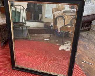 510 vintageblackwoodribbedframewallmir