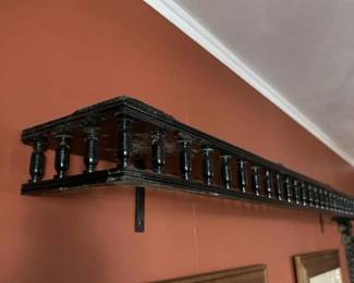 034 longblackwoodenwallshelfwithturned