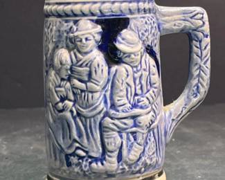 439 vintagejapaneseblueceramicbeerstein