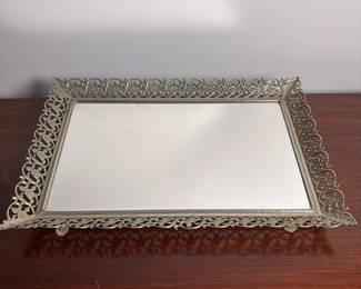 276 vintagesilvertonemirroredvanitytray