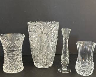 080 fourcrystalcutglassvases