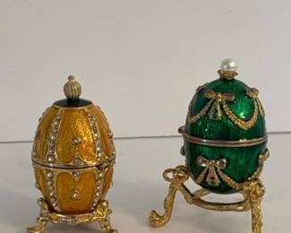 016 pairofjeweledfabergstyleeggtrinket