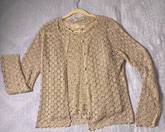 279 lordtaylorbeigecrochetedcardigantan