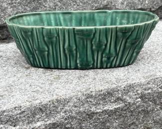 344 vintagebrushpotterygreenovalceramic