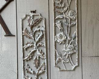 557 pairvintagemetalbotanicaldecorwall