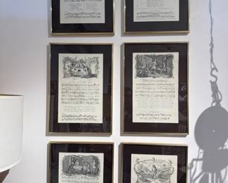 Set of 6 Musical Prints Framed