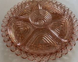 Pink Glass Olive Dish