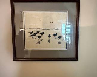 Framed Cross-Stitch of Shorebirds