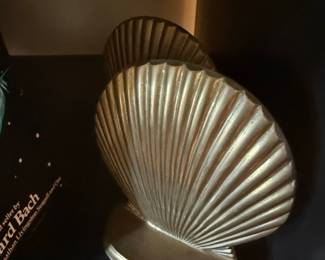 Vintage Brass Scallop Shell Bookends