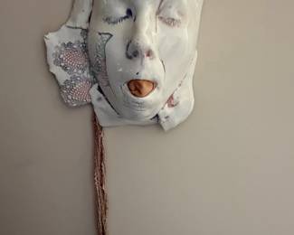 Surreal Ceramic Mask Wall Art
