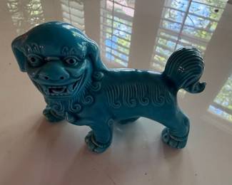 Turquoise Glazed Foo Dog Figurine