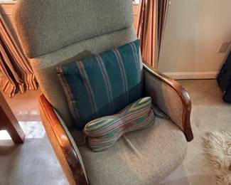 Vintage Chromcraft Swivel Armchair with Wooden Accents
