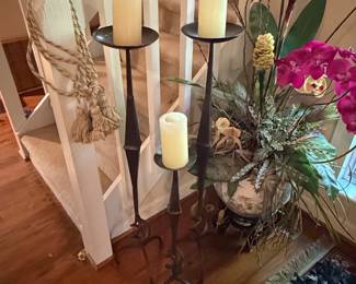 Wrought Iron Floor Candle Holders Set of 3
