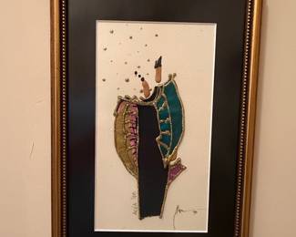 Figurative Mixed Media Artwork Signed 'Moreo '98'