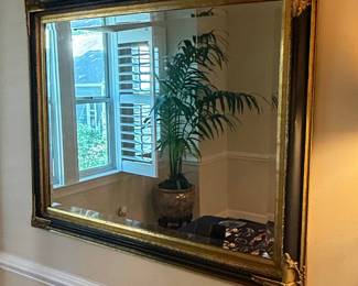 Ornate Black and Gold Gilt Wood Mirror