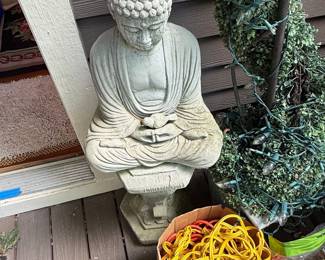 Seated Buddha Statue with Bird Detail