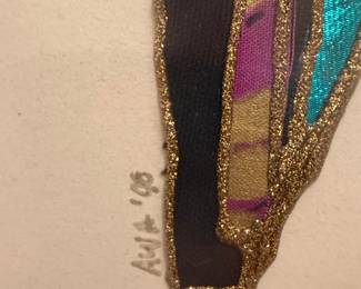 Abstract Figural Artwork with Glitter Embellishments