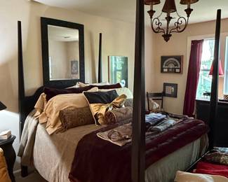 Dark Wood Four-Poster Bed Frame