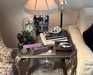 Vintage Figural Table Lamp with Floral Ceramic Base